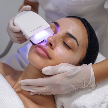 a woman getting treatment for skin tightening.